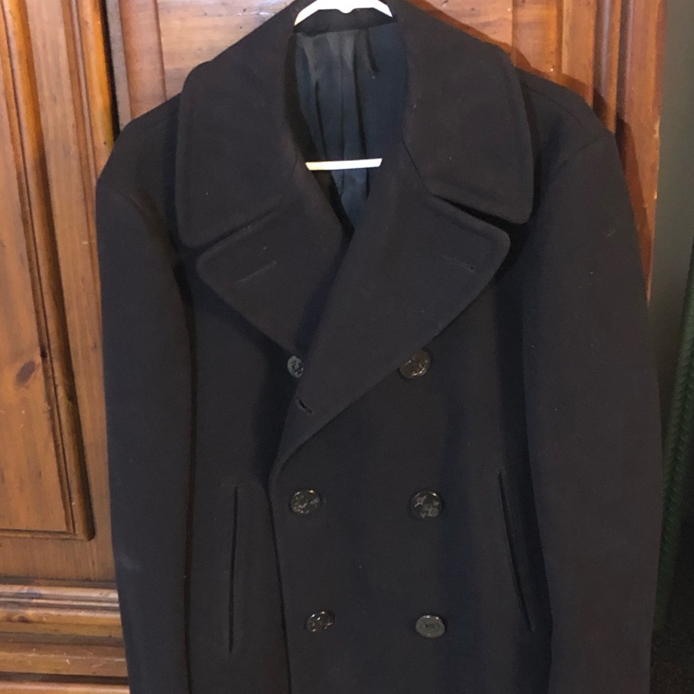 large authentic navy peacoat
